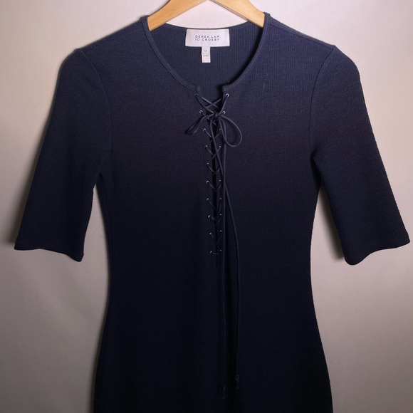 10 CROSBY DEREK LAM Navy Bodycon Midi Dress Braided - Picture 5 of 8